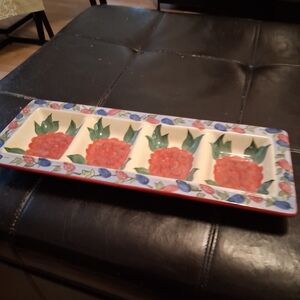 Certified International Floral Rectangular Tray - Red, Green, Blue